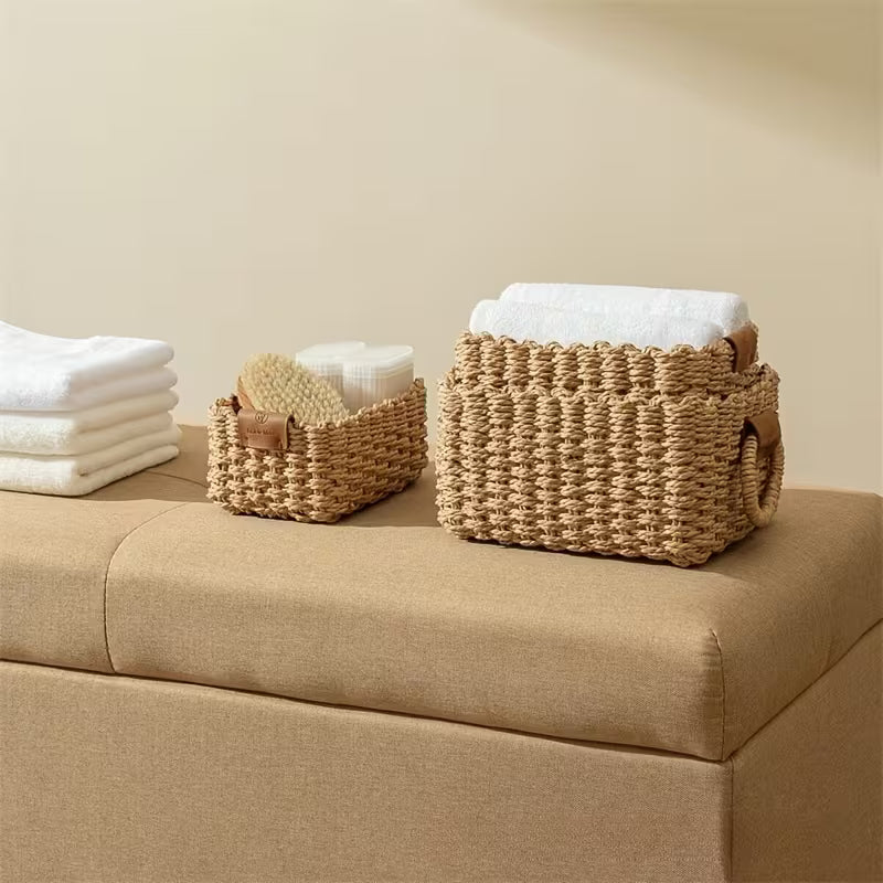 Kit com 3 Cestos de Arrumação Entrançados à Mão | Organizador Decorativo para Casa – OKA®