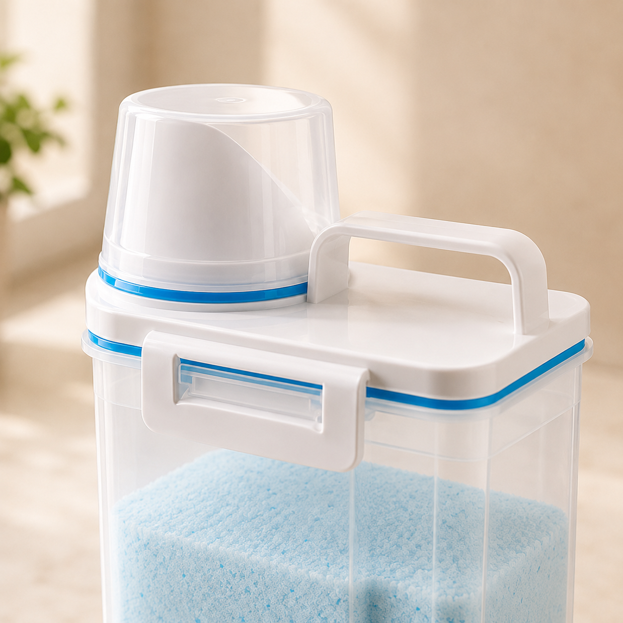 Dispenser Organizador de Lavanderia 2,5L | Pote com Copo Medidor e Vedação Hermética – OKA®