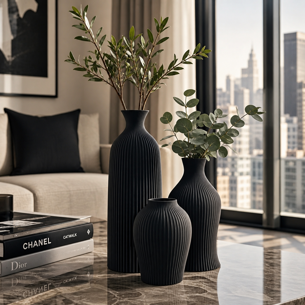 Conjunto 3 Vasos Decorativos Modernos | Enfeite para Sala, Escritório e Aparador – OKA®