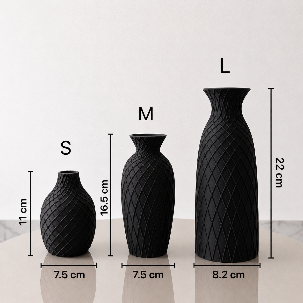 Conjunto Decorativo com 3 Vasos Texturizados Esculturais | Decoração para Sala e Aparador – OKA®