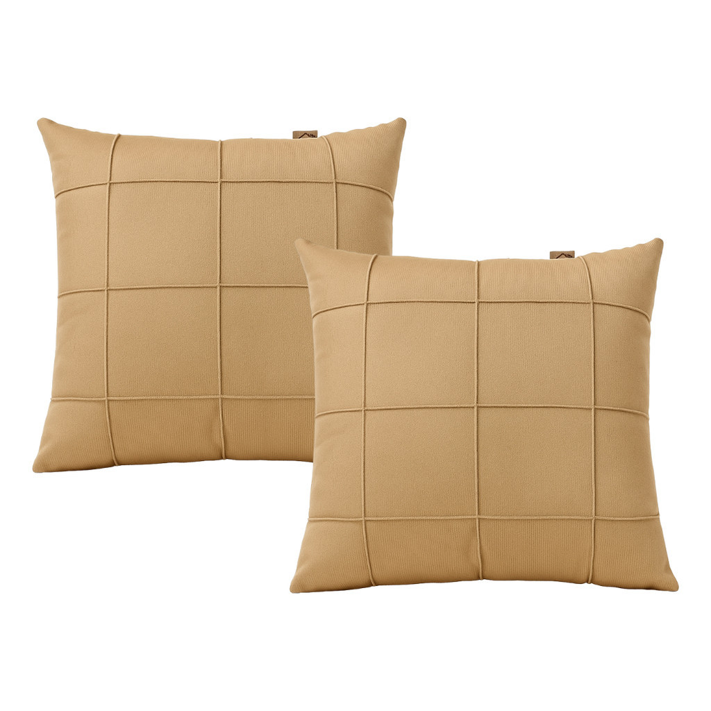 Kit 2 Capas de Almofada Suede Drapeada Premium | Capa Decorativa para Sofá e Quarto 45×45cm – OKA®