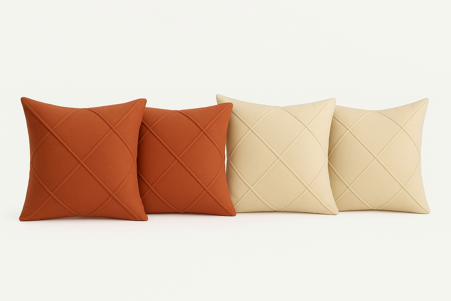 Kit 4 Capas de Almofada Suede Drapeada Premium | Capa Decorativa para Sofá e Quarto 45×45cm – OKA®