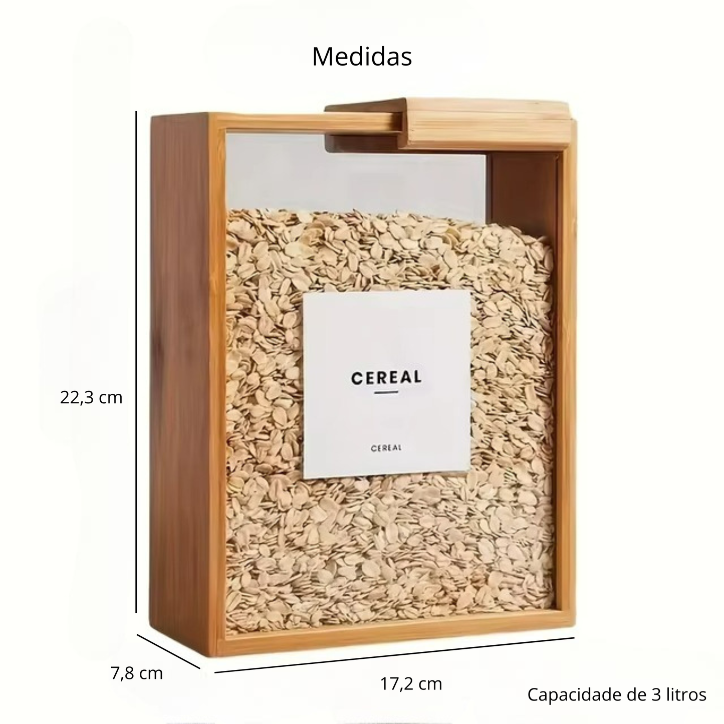 Caixa Organizadora de Grãos em Madeira Natural OKA® – Armazenamento Multiuso para Cereais e Mantimentos