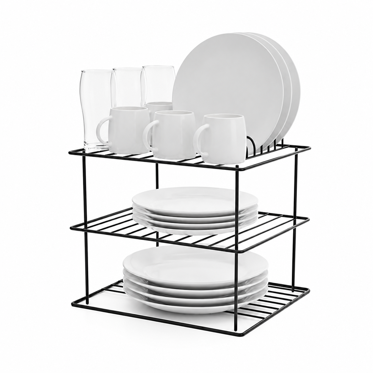 Suporte para Pratos Organizador de Armário 2 Andares em Aço | Cozinha – OKA®