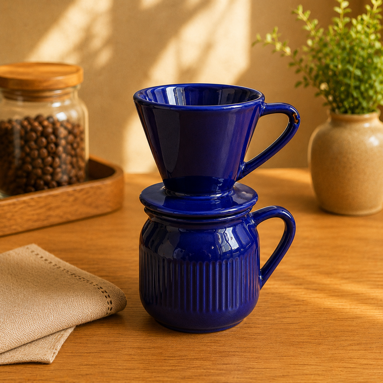 Kit Coador e Jarro em Cerâmica Artesanal | Pour Over para Café Coado em Casa – OKA®