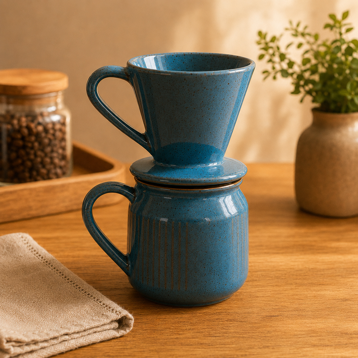 Kit Coador e Jarro em Cerâmica Artesanal | Pour Over para Café Coado em Casa – OKA®