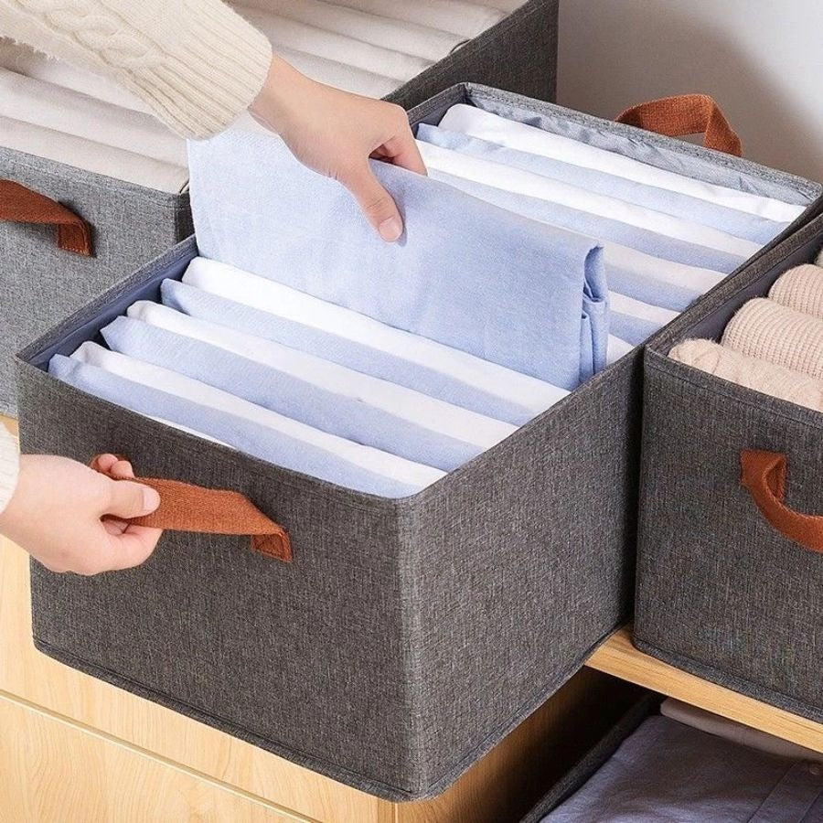 Caixa Organizadora Dobrável de Tecido | Organizador de Guarda-Roupa e Closet com Alças – OKA®