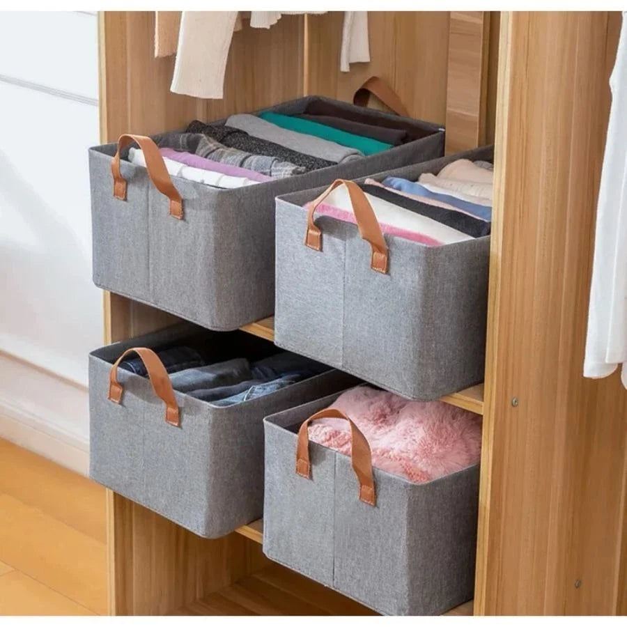 Caixa Organizadora Dobrável de Tecido | Organizador de Guarda-Roupa e Closet com Alças – OKA®