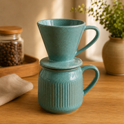 Kit Coador e Jarro em Cerâmica Artesanal | Pour Over para Café Coado em Casa – OKA®