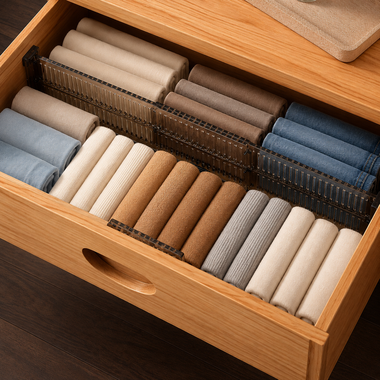 Kit com 4 Organizadores Ajustáveis de Gaveta em Acrílico | Divisórias para Cozinha e Escritório – OKA®