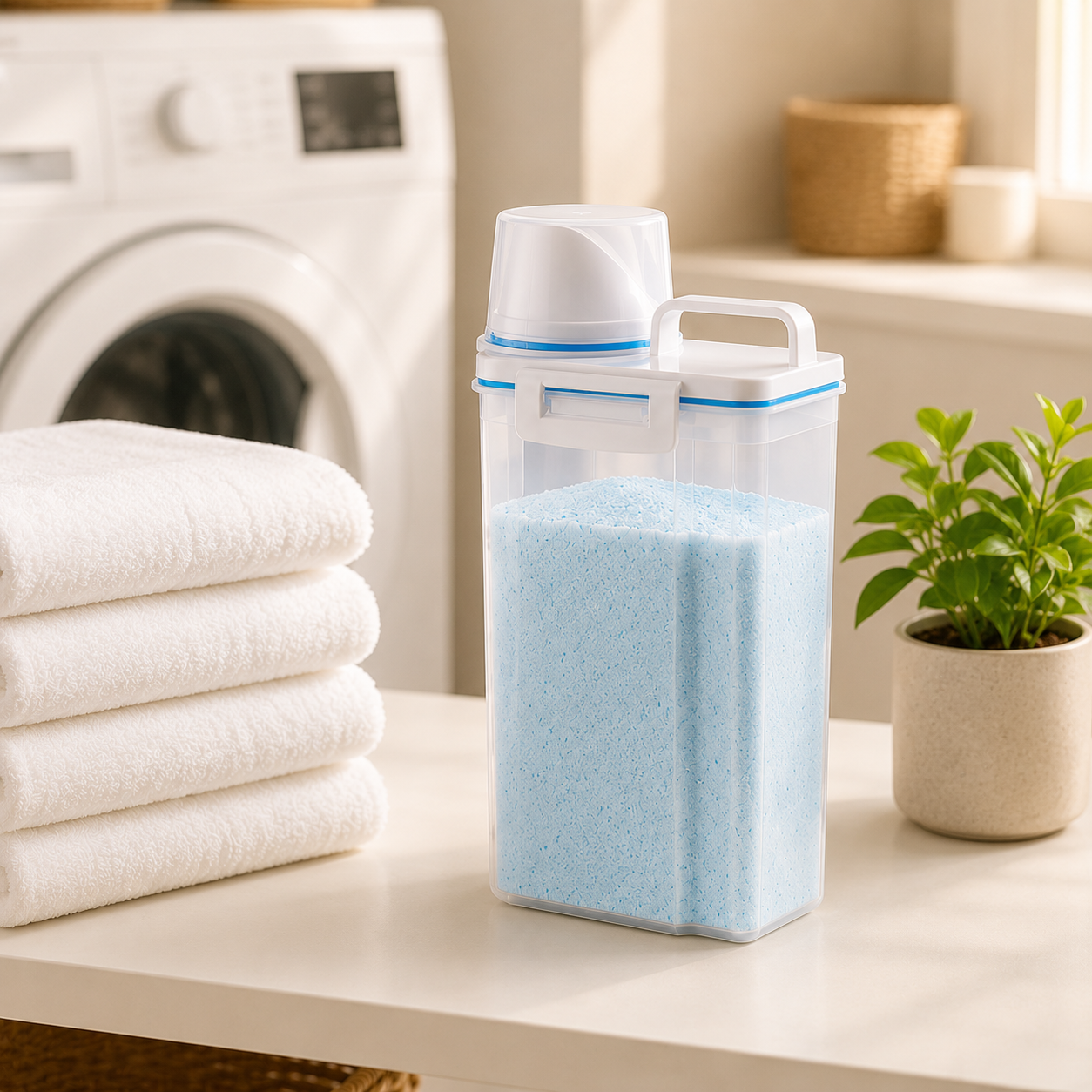 Dispenser Organizador de Lavanderia 2,5L | Pote com Copo Medidor e Vedação Hermética – OKA®