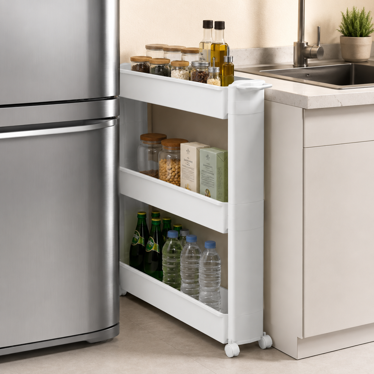 Carrinho Organizador Multiuso Slim | Organizador Estreito para Cozinha, Banheiro e Lavanderia – OKA®