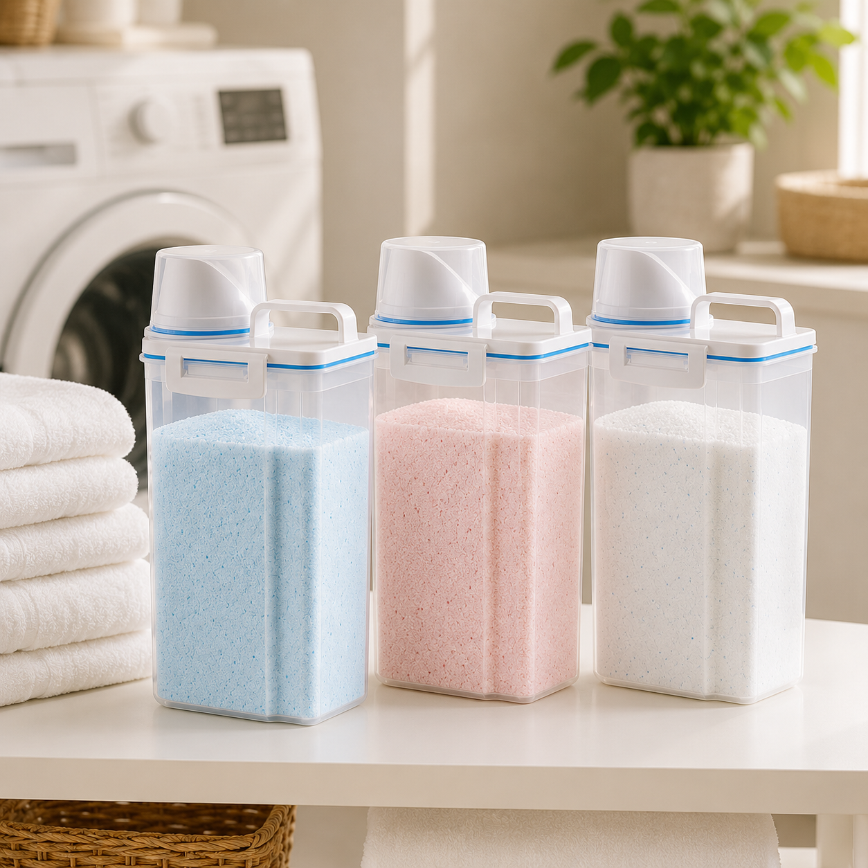Dispenser Organizador de Lavanderia 2,5L | Pote com Copo Medidor e Vedação Hermética – OKA®