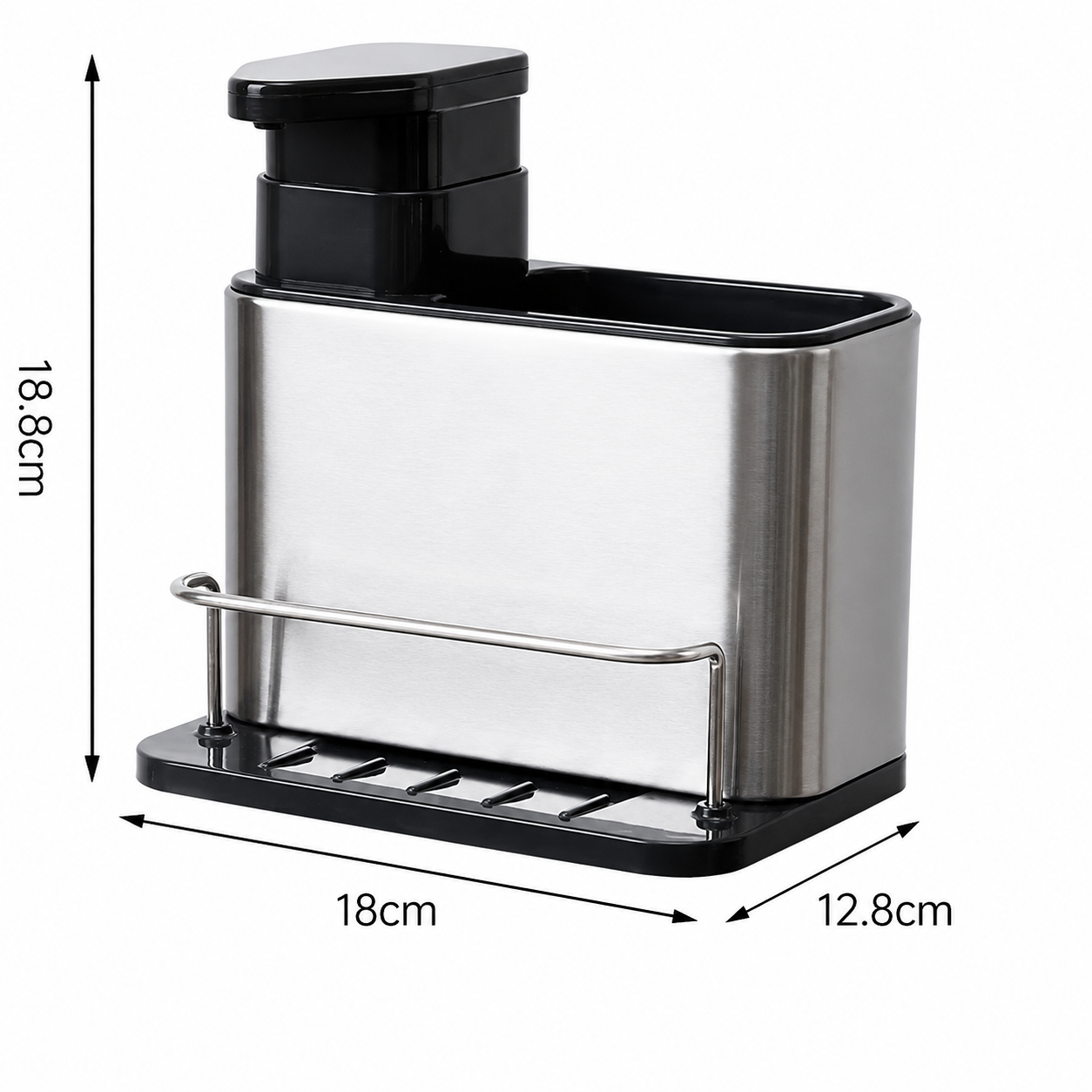 Dispenser de Detergente Premium em Aço Inox | Organizador de Pia com Porta-Esponja para Cozinha – OKA®