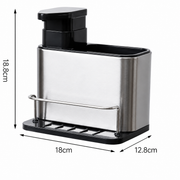 Dispenser de Detergente Premium em Aço Inox | Organizador de Pia com Porta-Esponja para Cozinha – OKA®