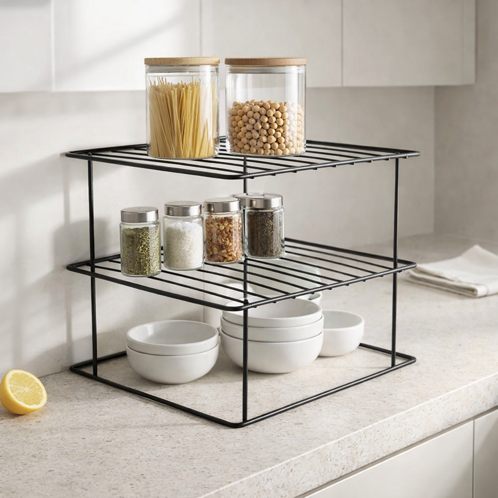Suporte para Pratos Organizador de Armário 2 Andares em Aço | Cozinha – OKA®