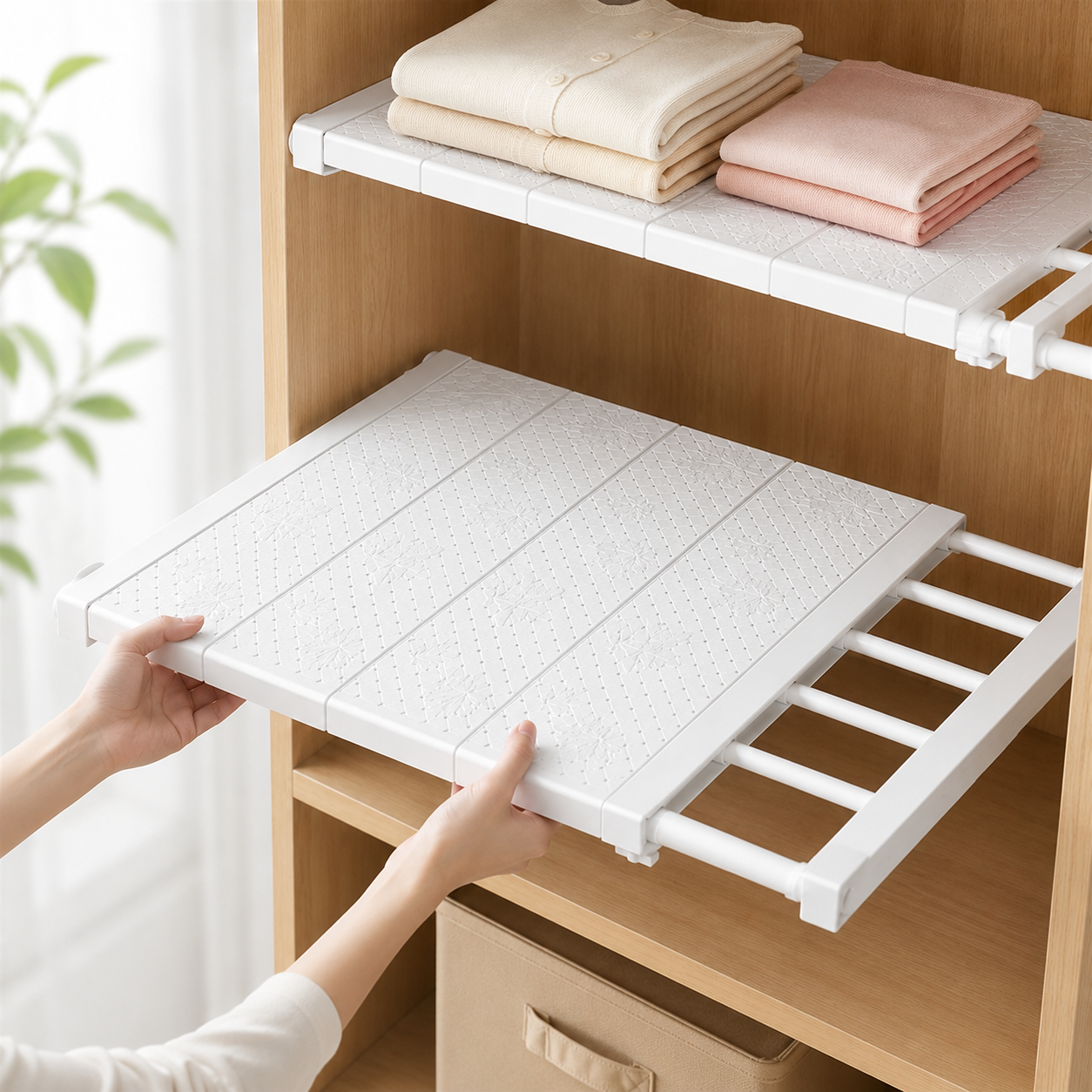 Prateleira Retrátil Multifuncional em Aço | Organizador Ajustável para Armário, Cozinha e Banheiro – OKA®