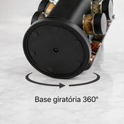 Porta Temperos Giratório 360º com Potes de Vidro e Tampa Dosadora | Organizador de Condimentos Premium – OKA®