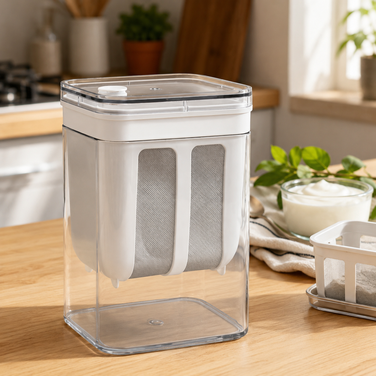 Escorredor de Iogurte Grego com Filtro | Separador de Soro de Leite para Coalhada Seca, Queijo Caseiro e Iogurte Natural – OKA®