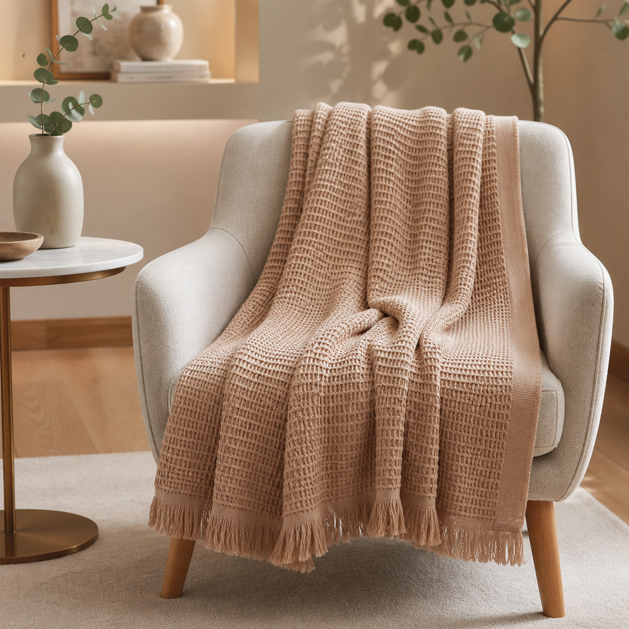 Manta Grande Decorativa 100% Algodão | Manta de Sofá e Peseira Premium 1,50m × 2,00m – OKA®