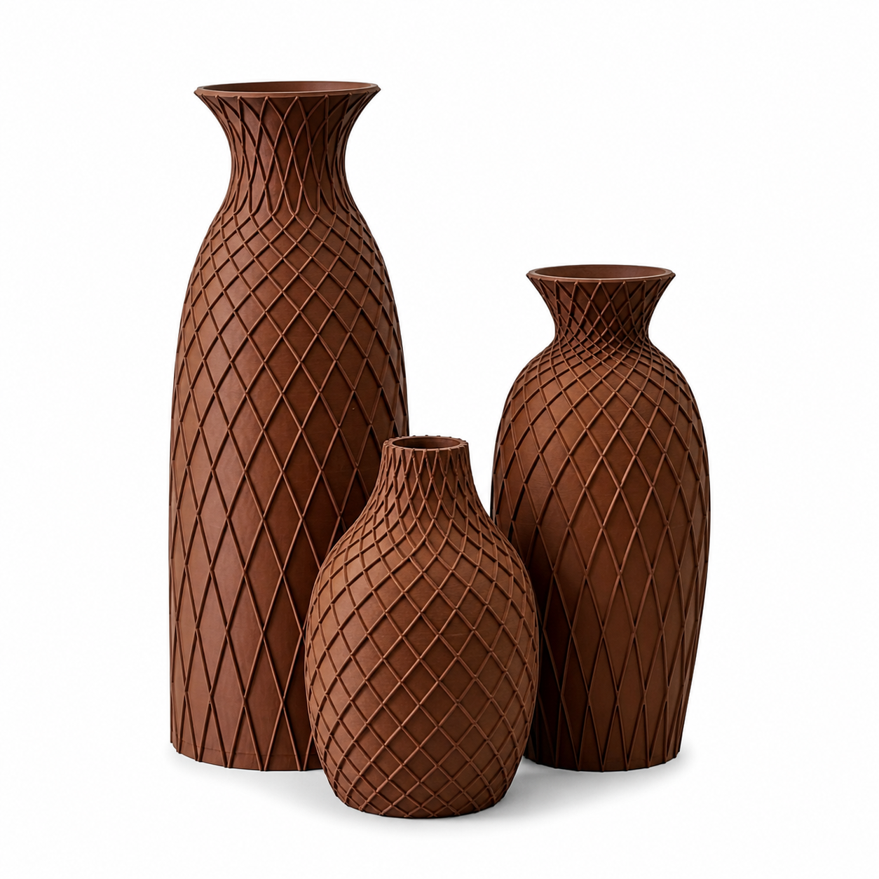 Conjunto Decorativo com 3 Vasos Texturizados Esculturais | Decoração para Sala e Aparador – OKA®