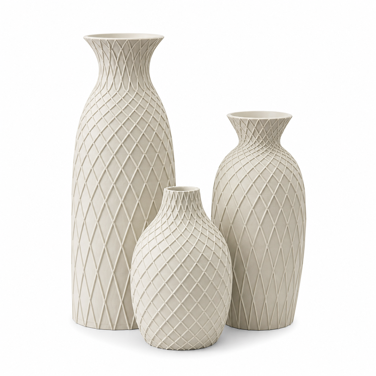 Conjunto Decorativo com 3 Vasos Texturizados Esculturais | Decoração para Sala e Aparador – OKA®