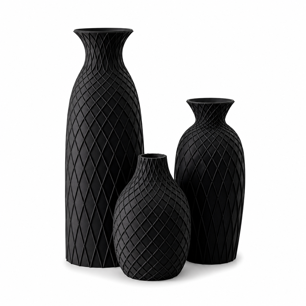 Conjunto Decorativo com 3 Vasos Texturizados Esculturais | Decoração para Sala e Aparador – OKA®