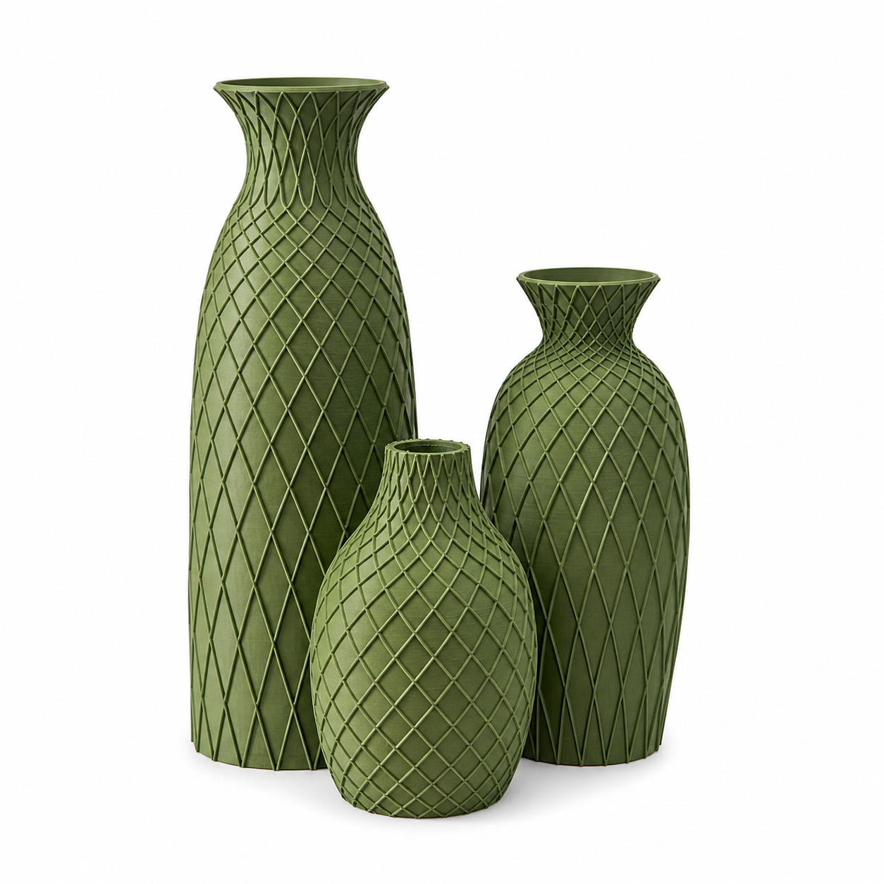 Conjunto Decorativo com 3 Vasos Texturizados Esculturais | Decoração para Sala e Aparador – OKA®