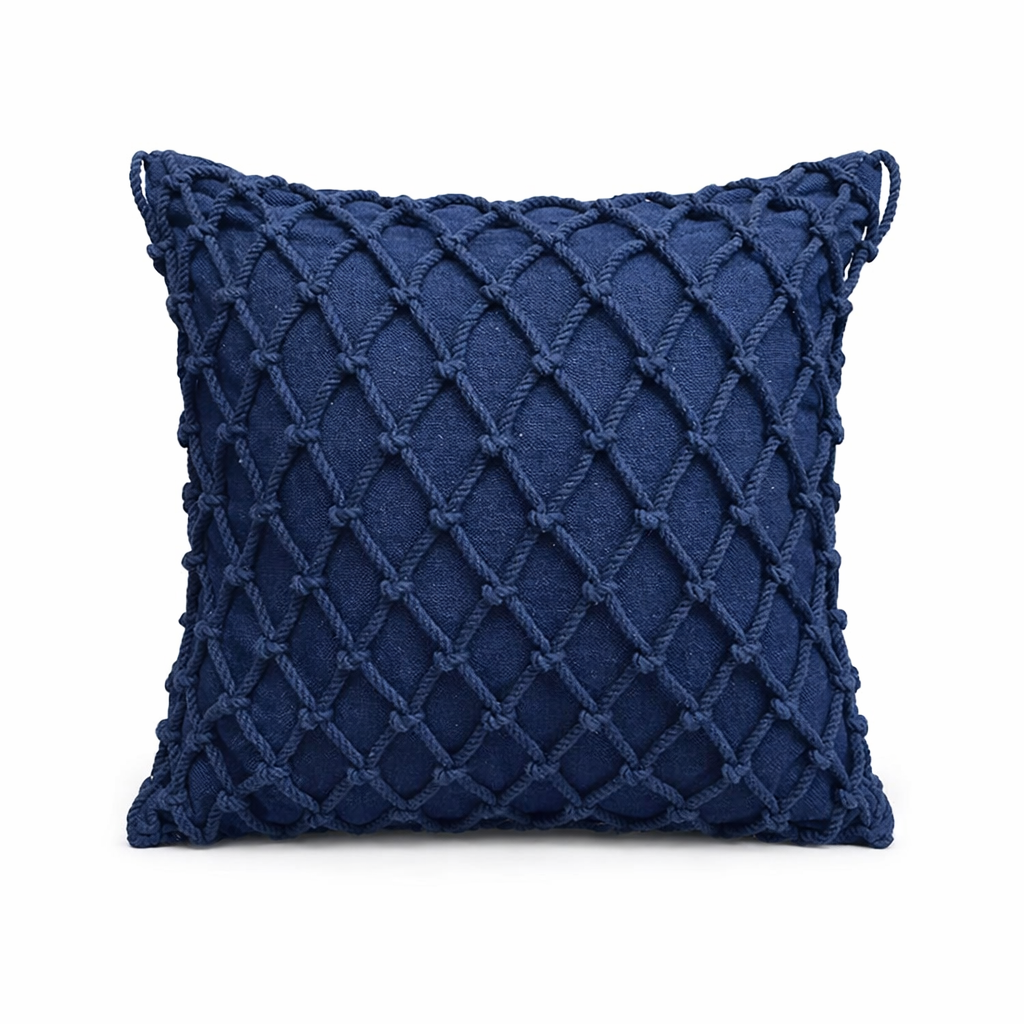 Capa de Almofada Cordão Trançado Artesanal | Decoração Boho Rústica para Sofá e Cama 45×45cm – OKA®