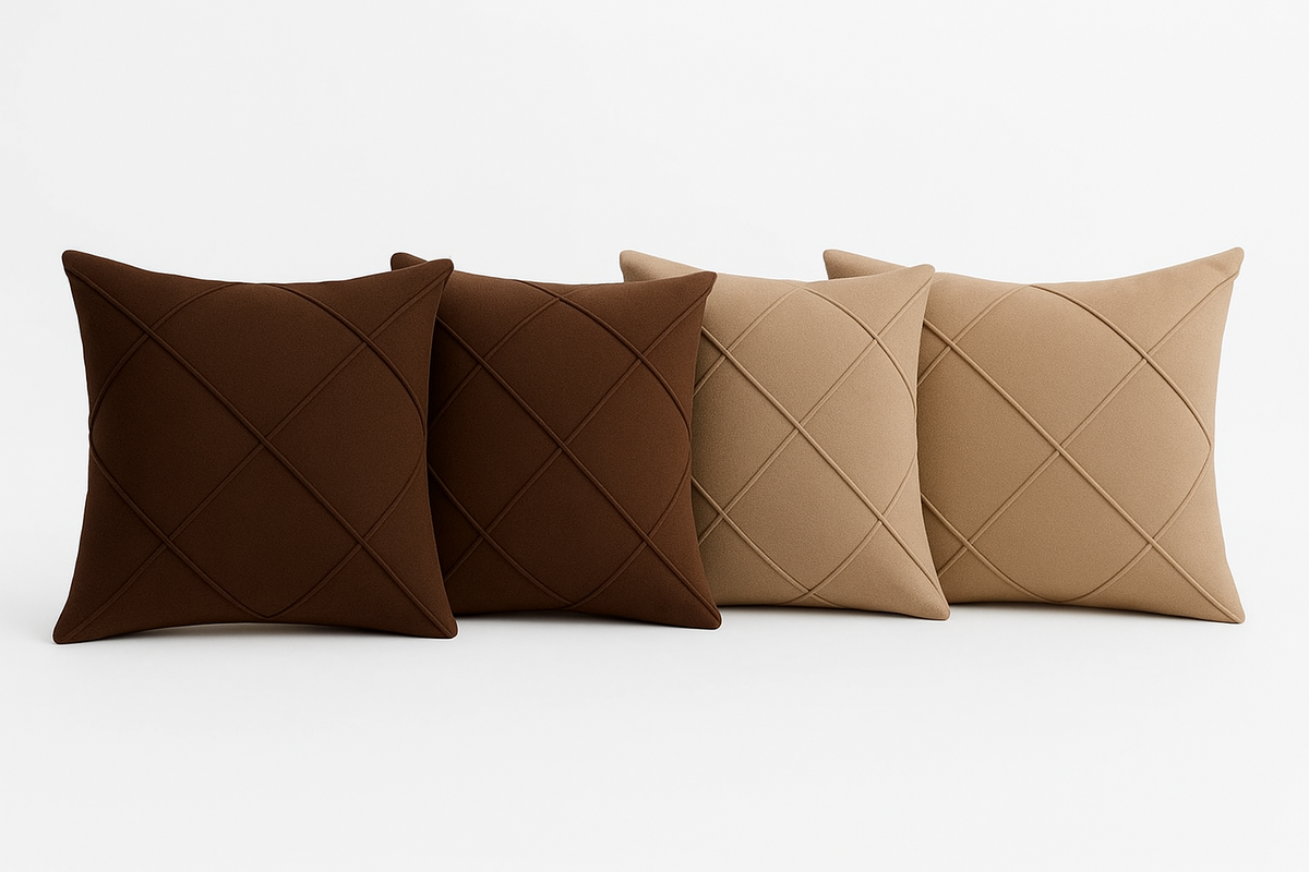 Kit 4 Capas de Almofada Suede Drapeada Premium | Capa Decorativa para Sofá e Quarto 45×45cm – OKA®