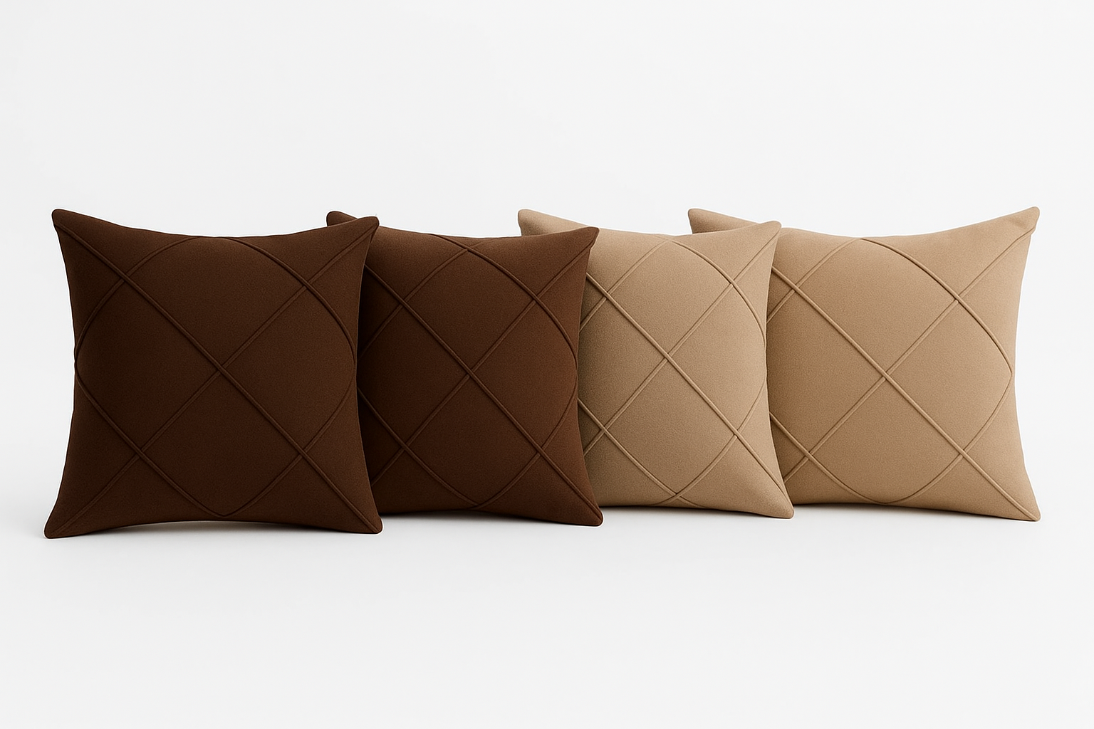 Kit 4 Capas de Almofada Suede Drapeada Premium | Capa Decorativa para Sofá e Quarto 45×45cm – OKA®