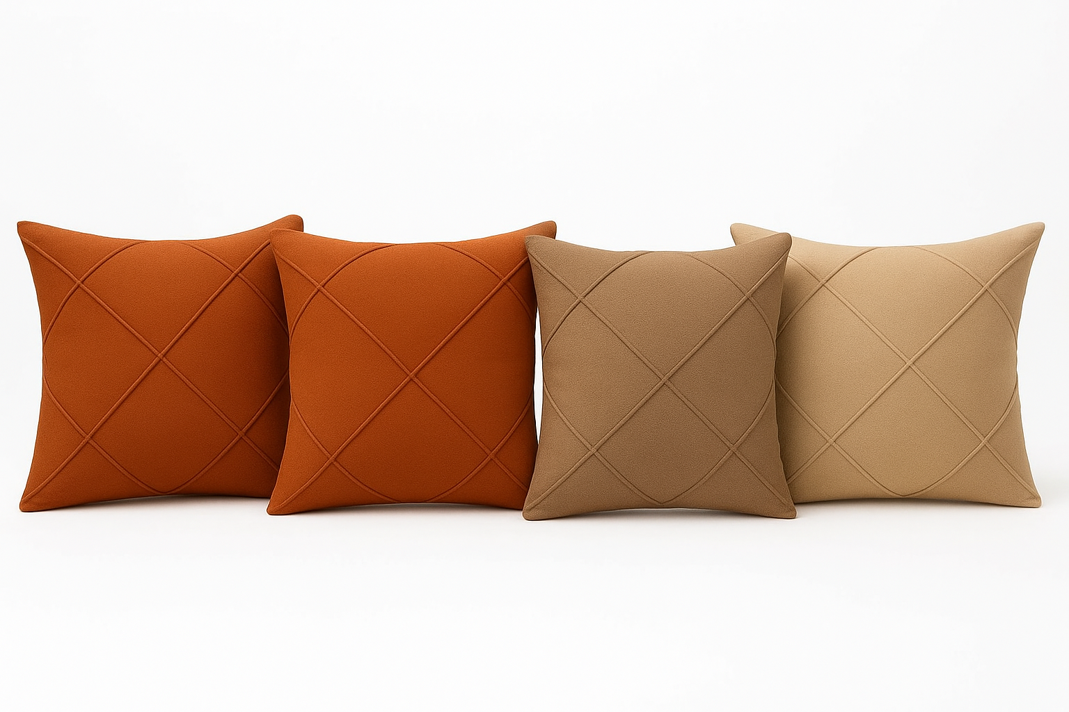 Kit 4 Capas de Almofada Suede Drapeada Premium | Capa Decorativa para Sofá e Quarto 45×45cm – OKA®