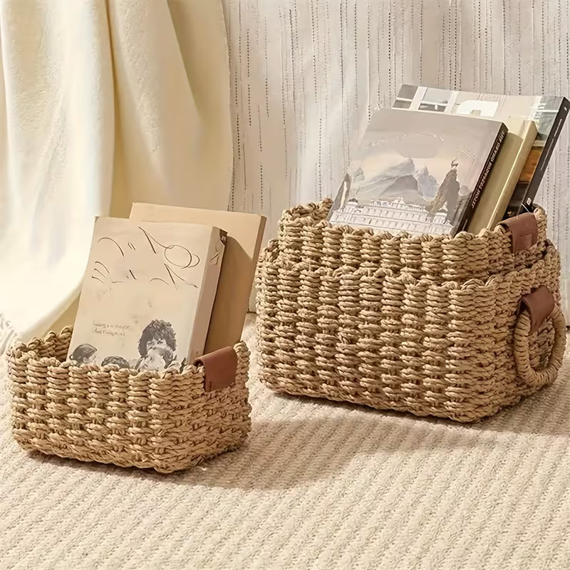Kit com 3 Cestos de Arrumação Entrançados à Mão | Organizador Decorativo para Casa – OKA®