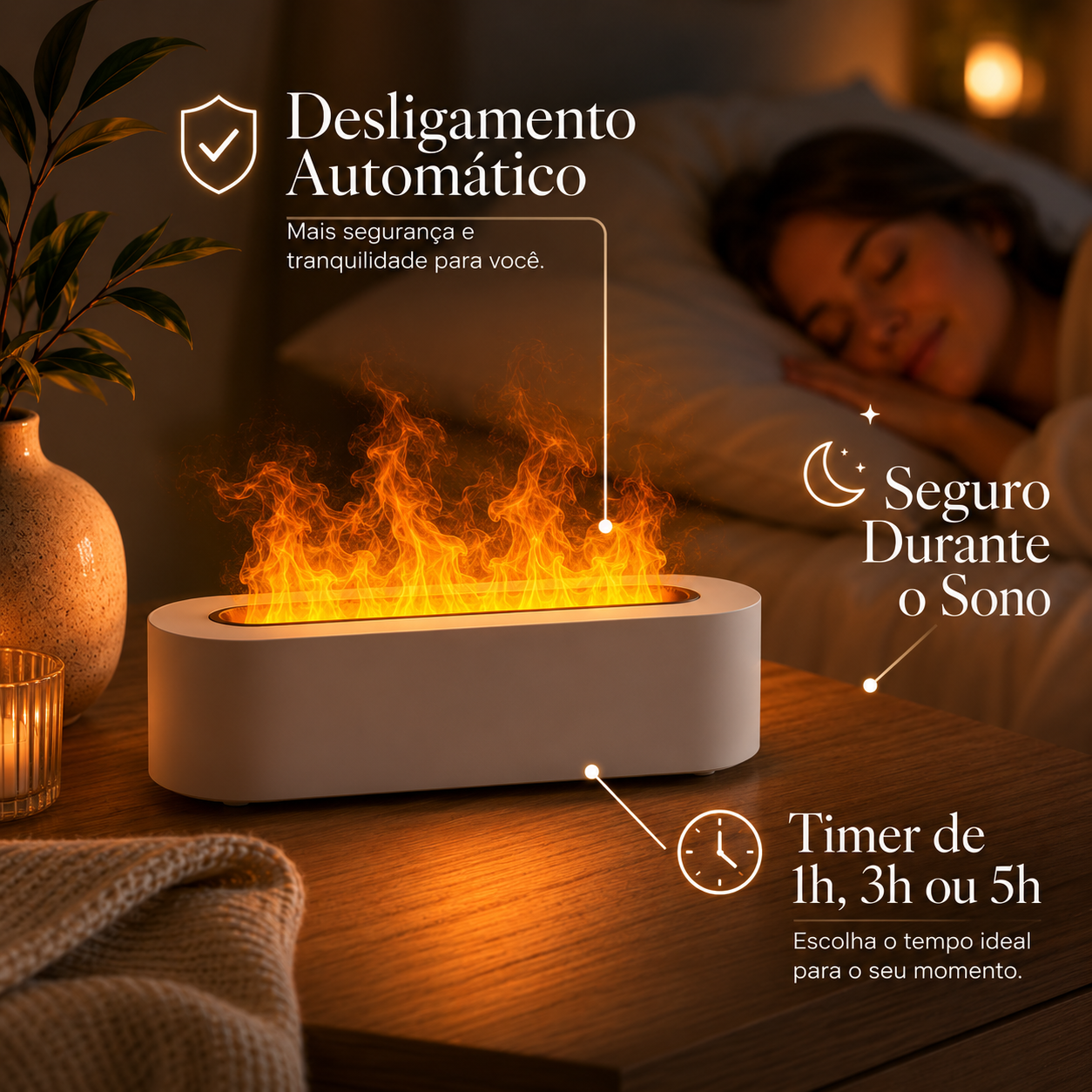 Difusor e Umidificador de Aroma com Efeito Chama – OKA®