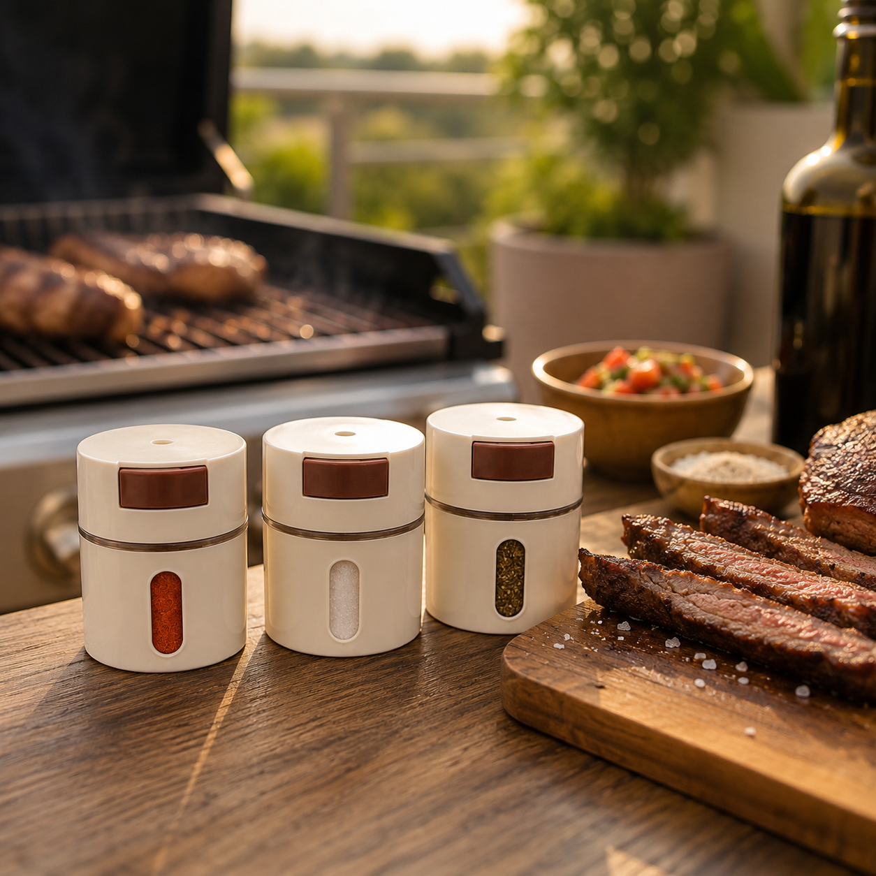 Kit 6 Potes de Tempero Magnéticos com Dosador e Visor Transparente | Porta Temperos para Parede e Geladeira – OKA®