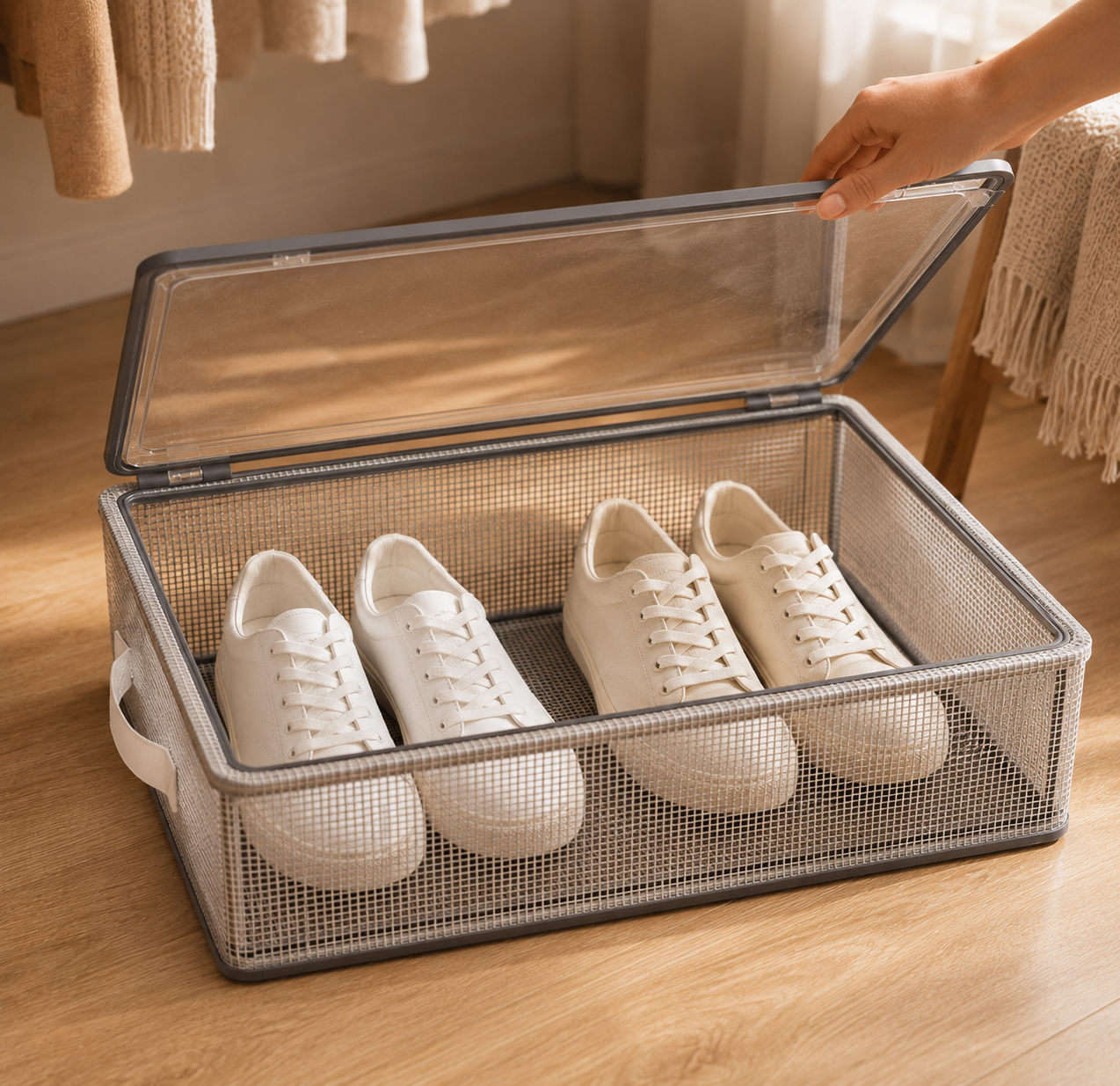Caixa Organizadora para Tênis e Sapatos Empilhável com Tampa Flip – OKA®