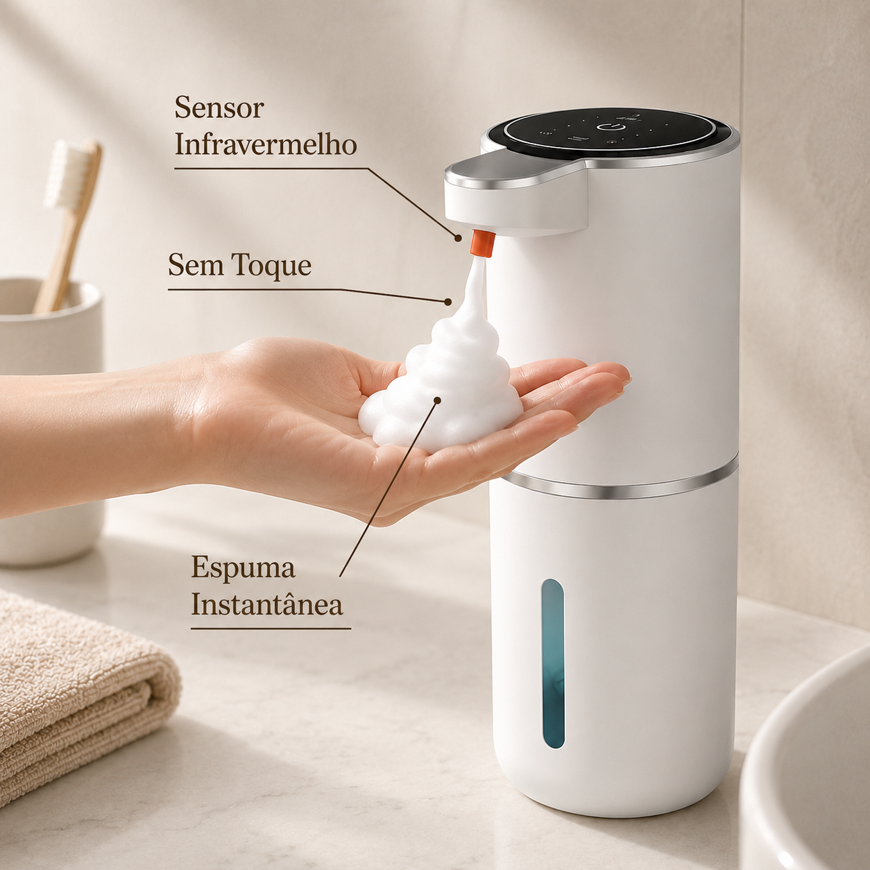 Dispenser Automático de Sabonete em Espuma com Sensor | Banheiro Sem Toque – OKA®