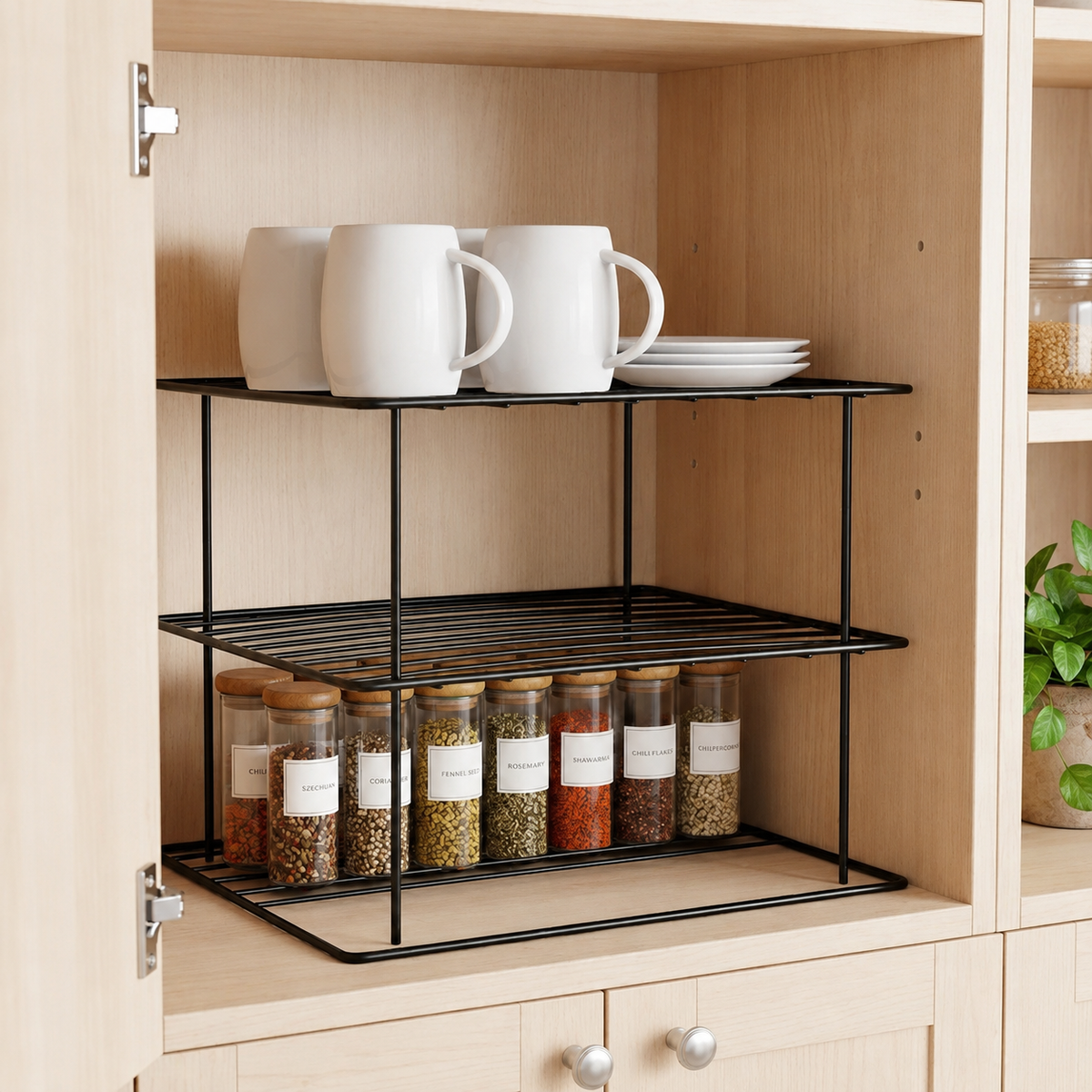 Suporte para Pratos Organizador de Armário 2 Andares em Aço | Cozinha – OKA®