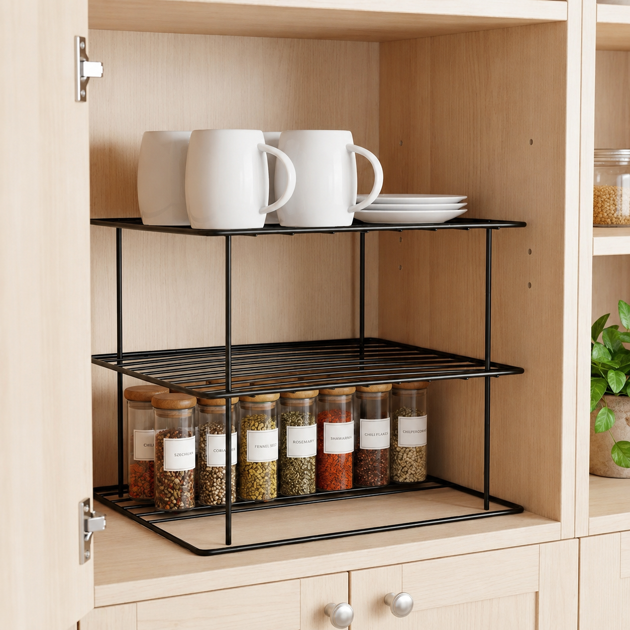 Suporte para Pratos Organizador de Armário 2 Andares em Aço | Cozinha – OKA®