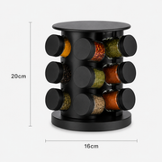Porta Temperos Giratório 360º com Potes de Vidro e Tampa Dosadora | Organizador de Condimentos Premium – OKA®