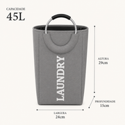 Cesto de Roupas Sujas Dobrável 45L com Alças de Alumínio | Organizador de Lavanderia e Quarto – OKA®