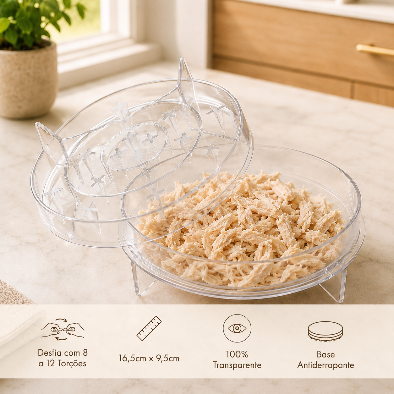 Desfiador Giratório Duplo para Frango | Desfiador de Carnes Prático para o Dia a Dia – OKA®