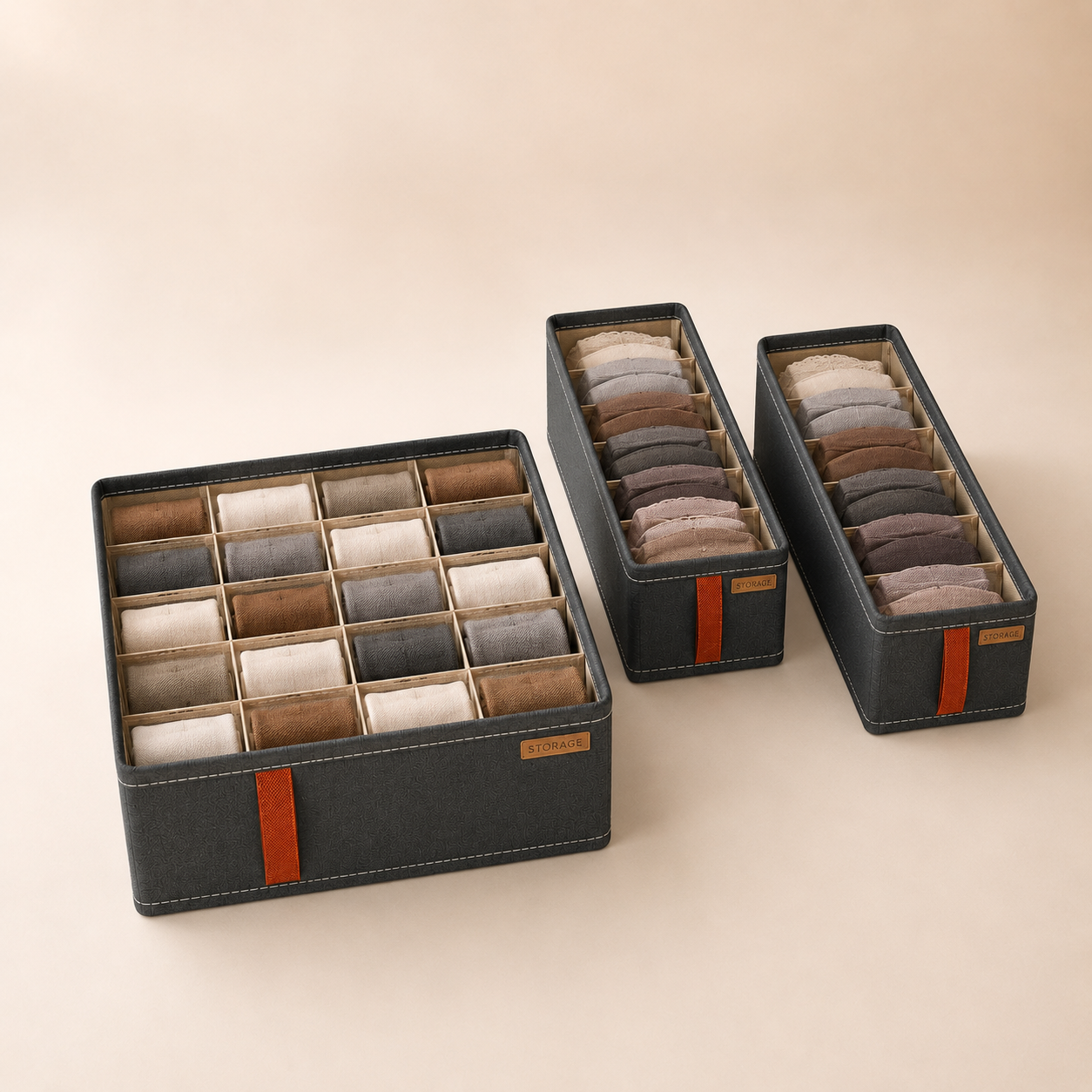 Kit de 3 Caixas Organizadoras Colmeia | Organizador de Gaveta com Divisórias para Guarda-Roupa – OKA®