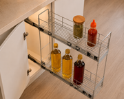 Organizador Deslizante para Armário com Corrediça Telescópica em Aço Cromado | Porta Óleo, Temperos e Latas para Cozinha – OKA®