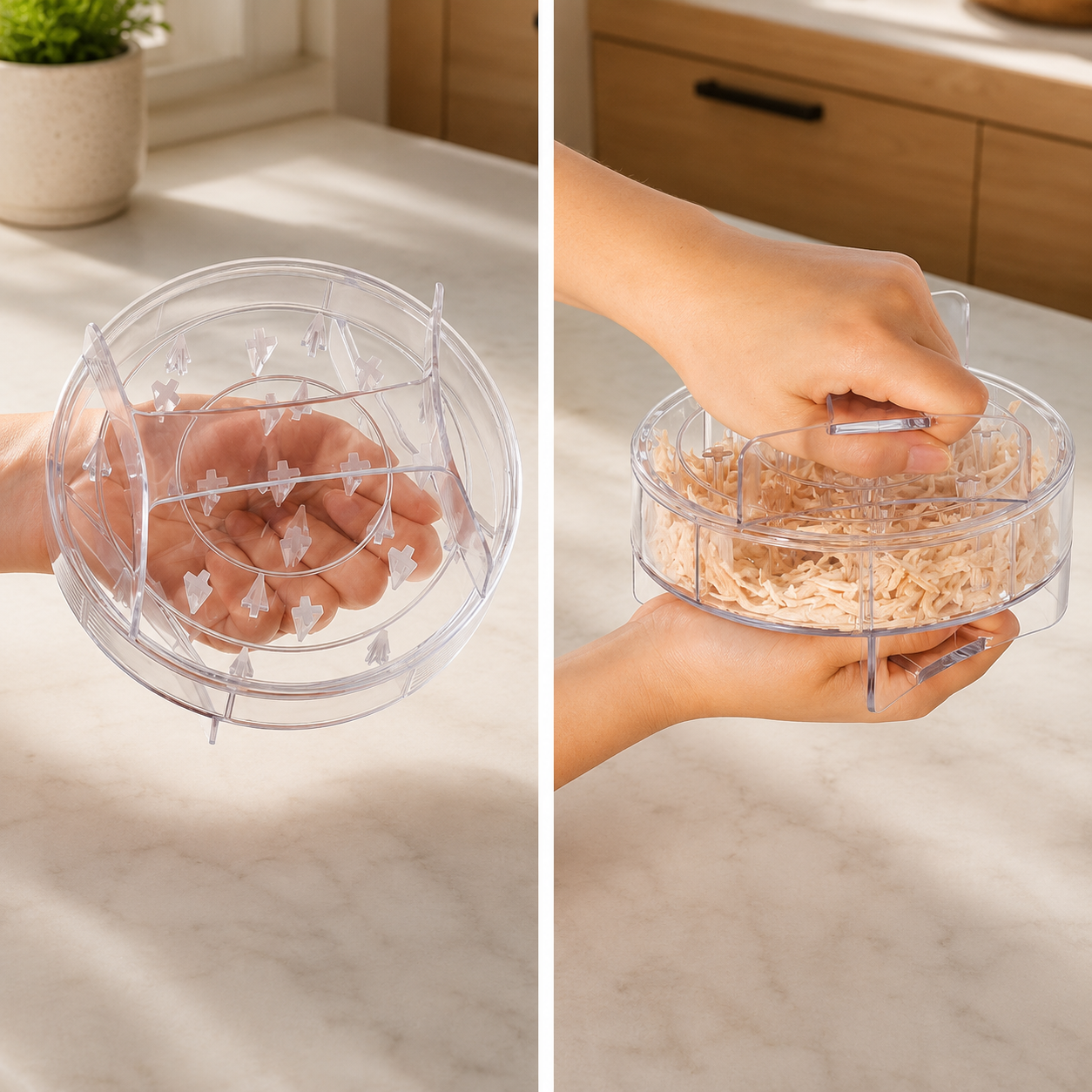 Desfiador Giratório Duplo para Frango | Desfiador de Carnes Prático para o Dia a Dia – OKA®