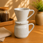 Kit Coador e Jarro em Cerâmica Artesanal | Pour Over para Café Coado em Casa – OKA®