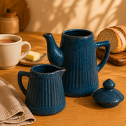 Kit Bule e Leiteira Artesanal em Cerâmica Canelada | Mesa Posta e Decoração – OKA®