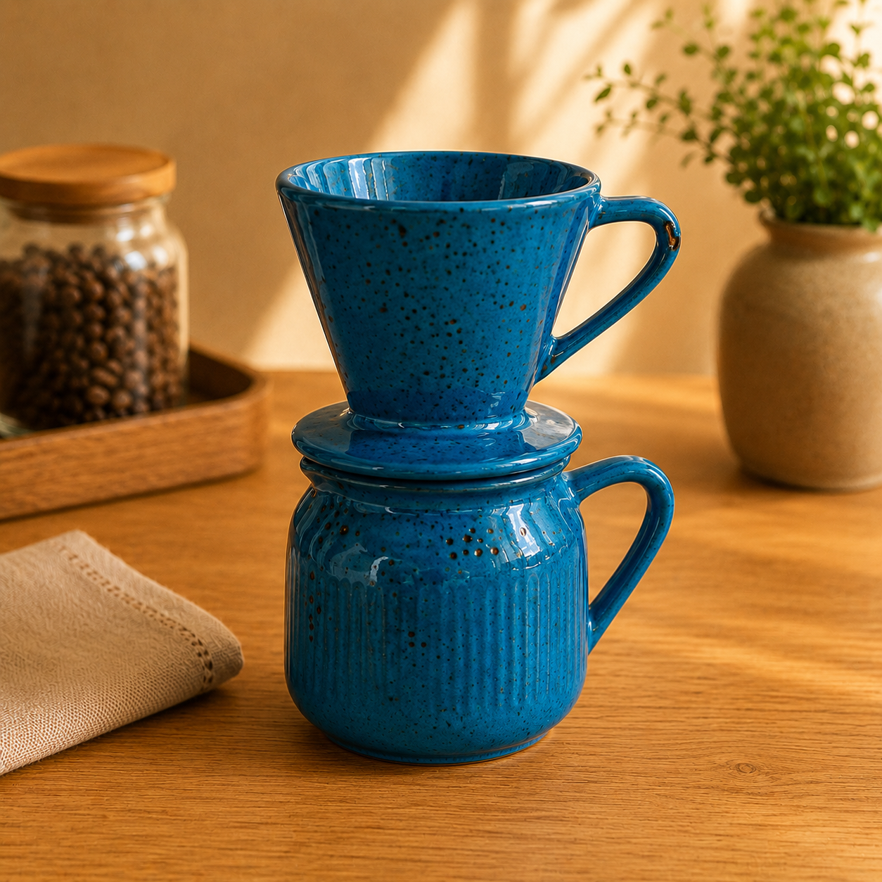 Kit Coador e Jarro em Cerâmica Artesanal | Pour Over para Café Coado em Casa – OKA®