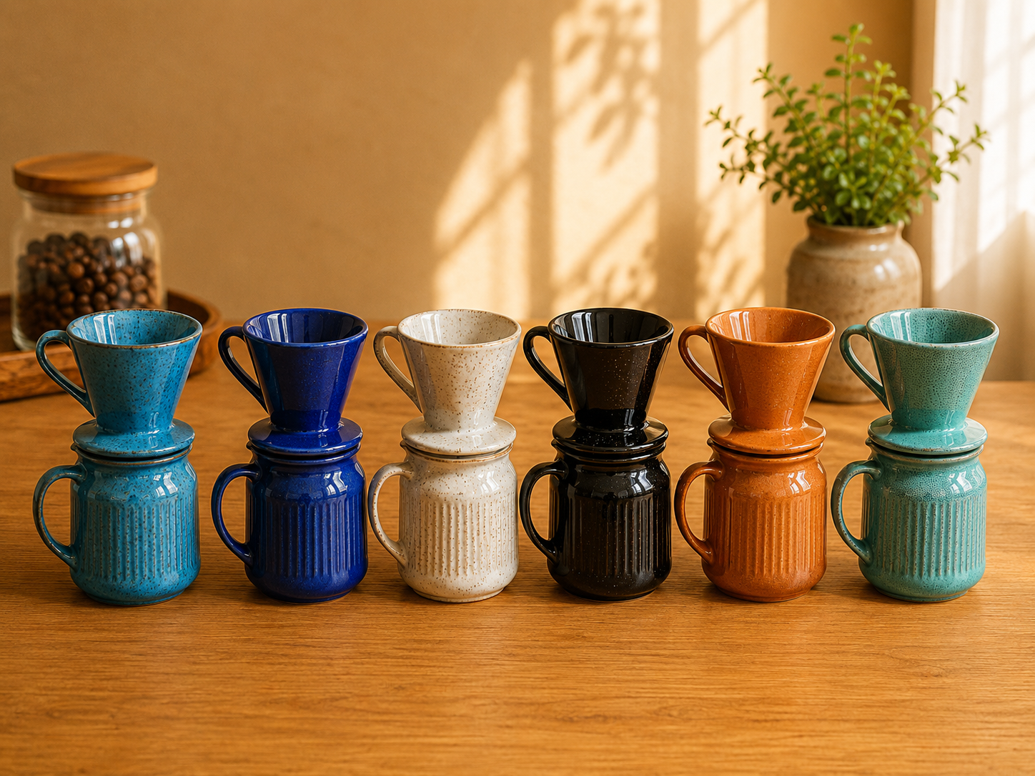 Kit Coador e Jarro em Cerâmica Artesanal | Pour Over para Café Coado em Casa – OKA®