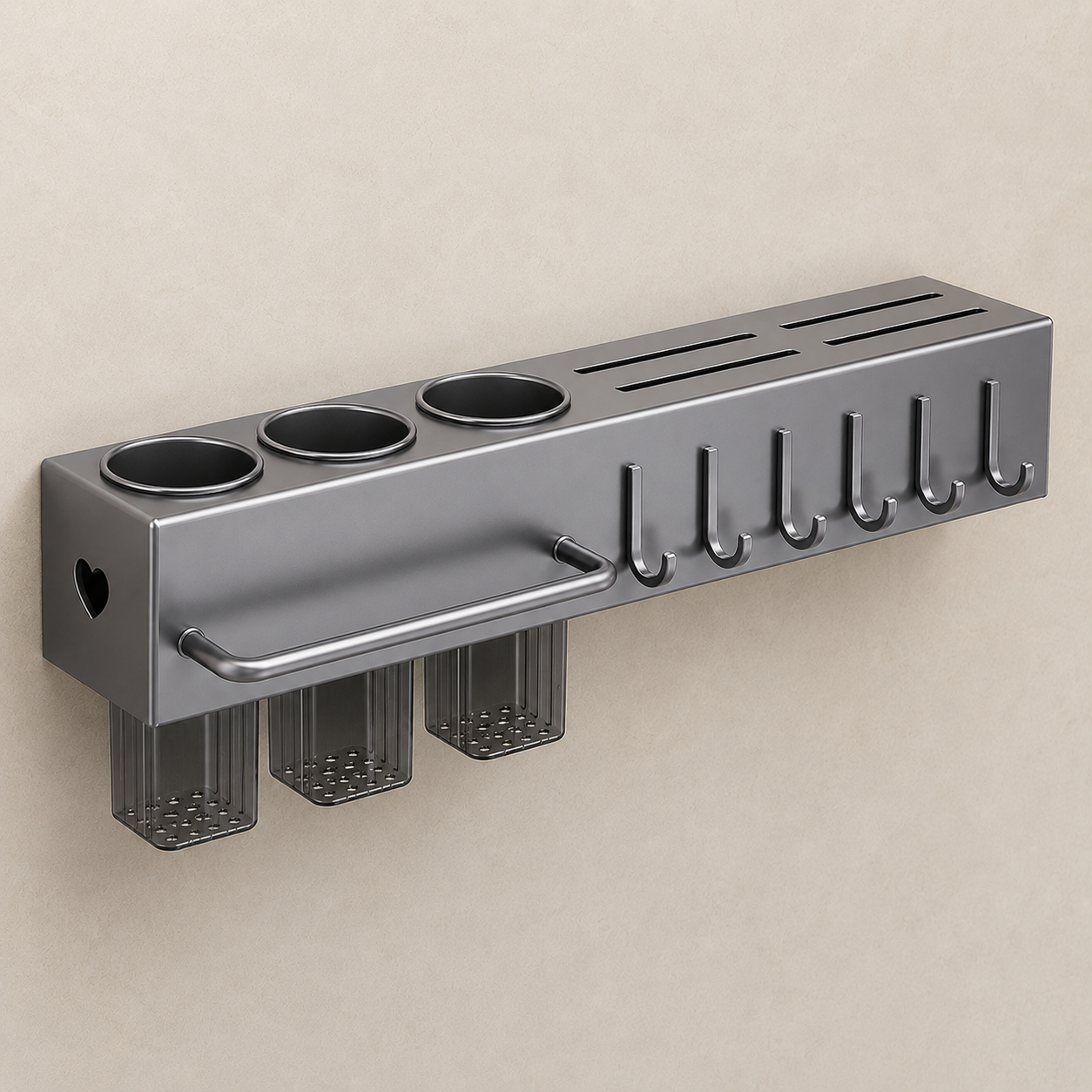 Organizador Multifuncional de Parede para Facas, Talheres e Utensílios em Aço | Suporte de Cozinha com Ganchos e Porta-Panos – OKA®